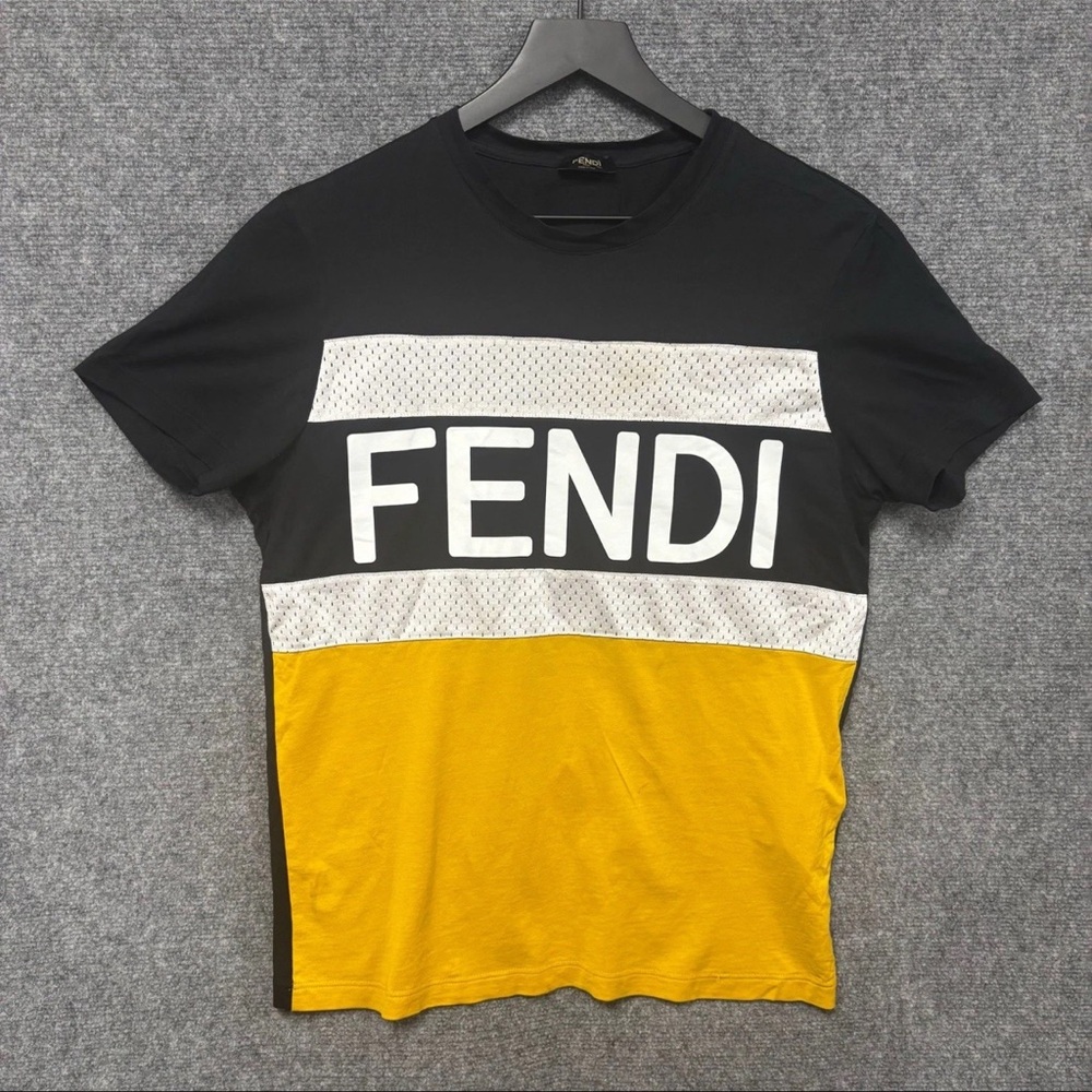 Fendi Roma mens casual cotton Yellow Tshirt size S